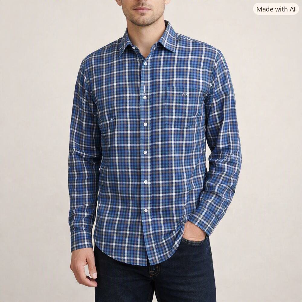 Sid Mashburn Size Large Button Down Shirt Blue White Checks